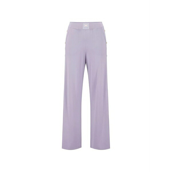 エリザベスフランキ レディース 心地よいズボン下 ボトムス Button-embellishment trousers Purple