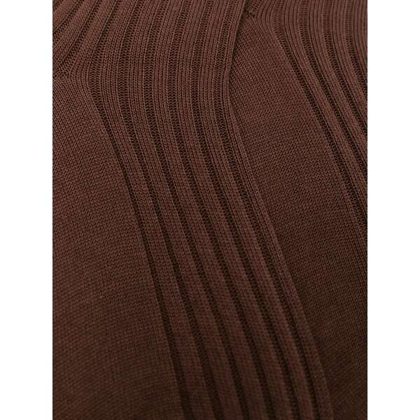 ソフィードール レディース ソックス アンダー御召しもの Two-tone ribbed-knit cotton socks Brown