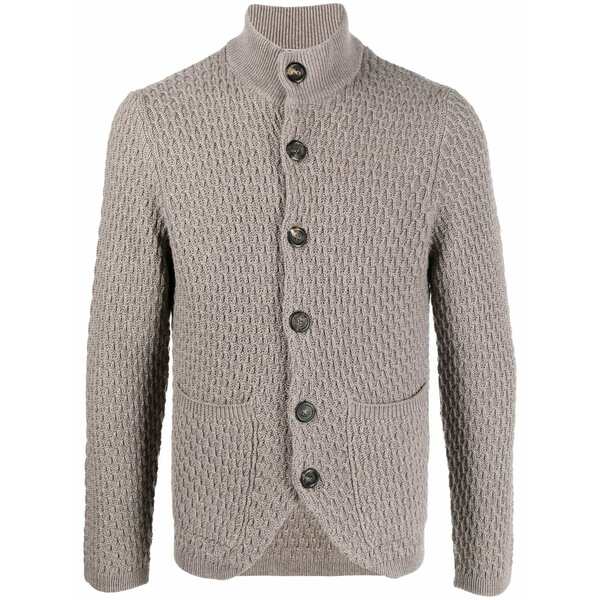 カナーリ メンズ ジレー アウター Textured-knit merino wool cardigan Neutrals