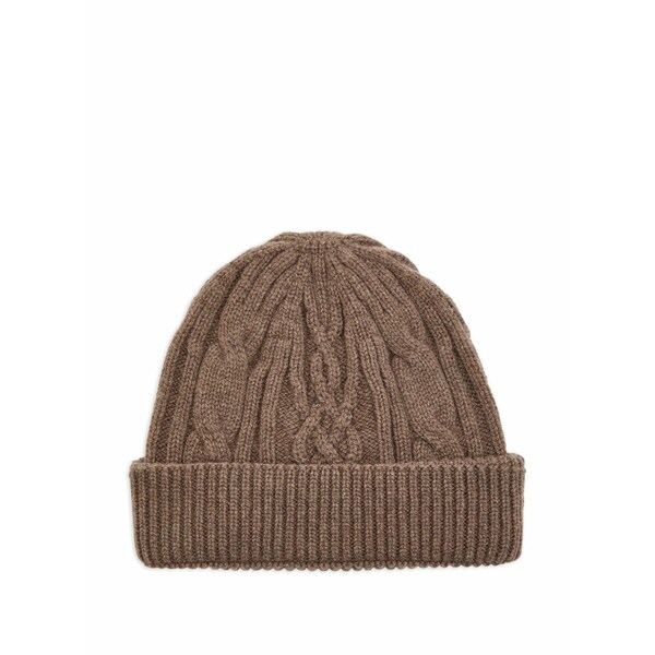 ジョンスメドレー メンズ かぶり笠 佩び物 Cable-knit beanie hat Brown