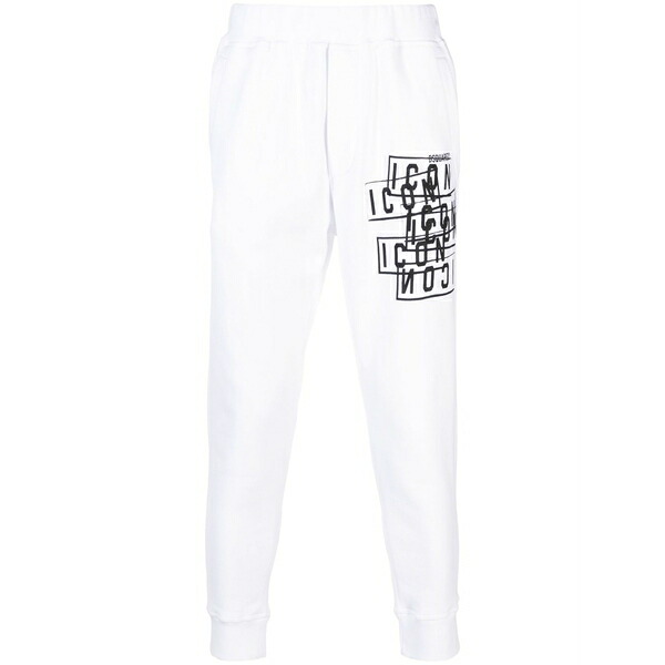 ディースクエアード メンズ 心地好いズボン下 ボトムス Icon-print cotton track pants White