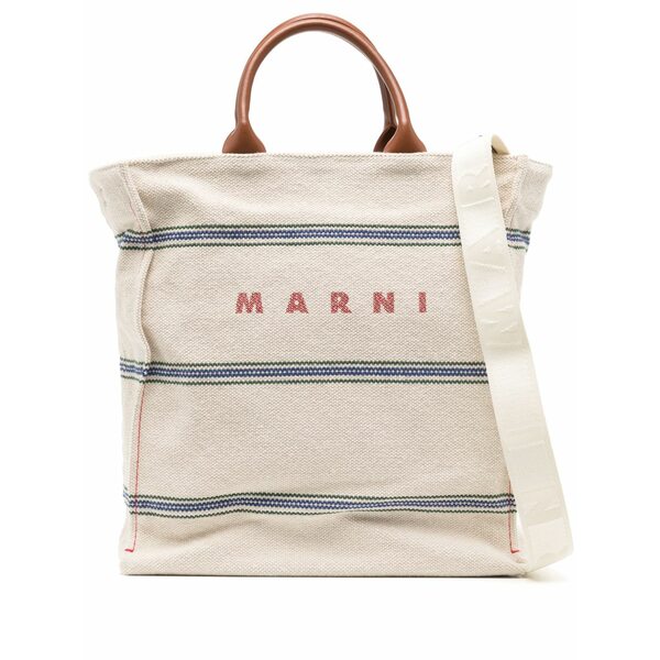 マルニ メンズ トートバッグ 御徒面子 Logo-print canvas tote bag Neutrals