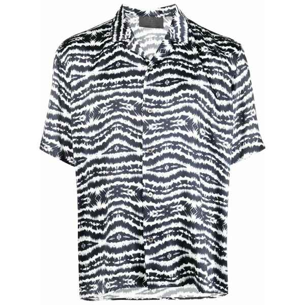 フィリップ飾り気の無い メンズ ティーシャツ トップス Tie-dye print bowling shirt Black