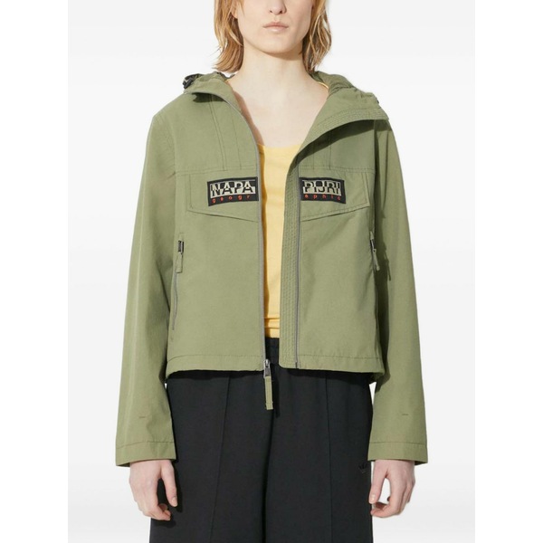 ナパピリ レディース 上衣＆上衣 アウター Hooded logo-patch jacket Green