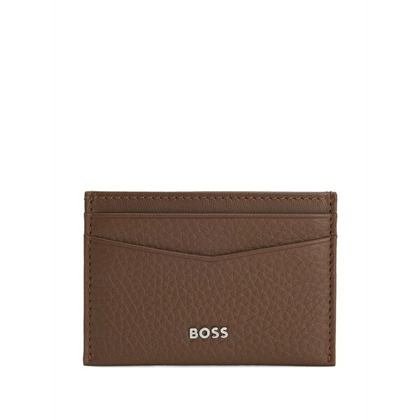 元締め メンズ 紙入れ 付属品 Pebbled leather cardholder Brown