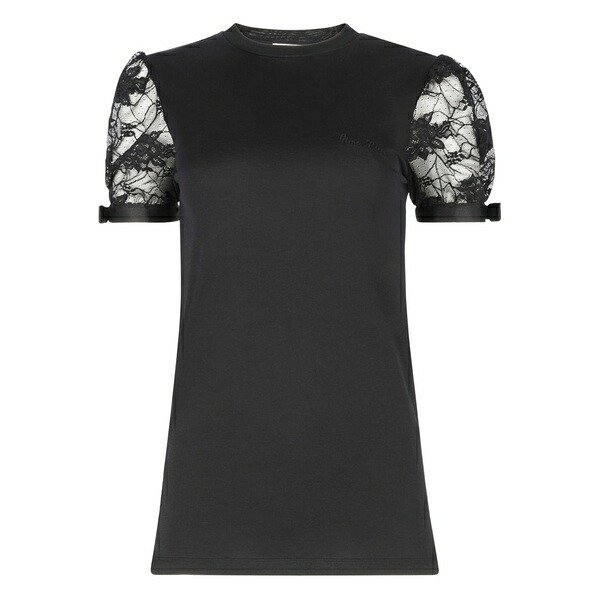 ニナリッチ レディース ティーシャツ トップス Lace-embroidered t-shirt Black