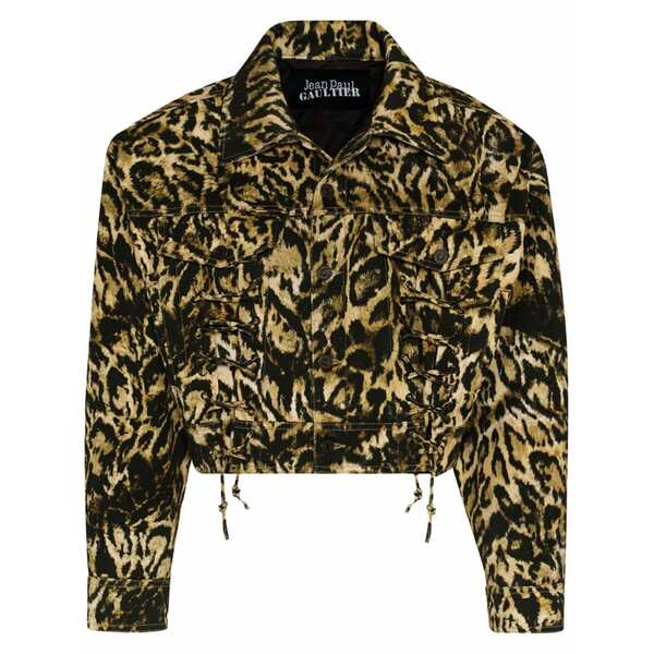 ジャン極点 ゴルチエ レディース 上衣＆上衣 アウター Leopard-print denim jacket  Brown