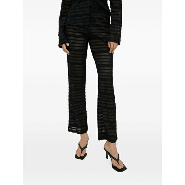 ルサム レディース 心地好いズボン下 ボトムス Striped trousers Black