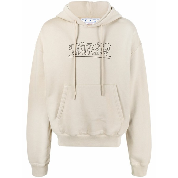 象牙色 メンズ パーカー・スウェットシャツ アウター Logo-embroidered cotton hoodie Brown
