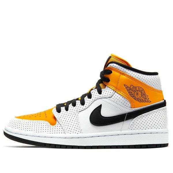 Air Jordan ジョーダン レディース スニーカー White/Black/University Gold 【(WMNS) Air Jordan 1 Mid \u0027Perforated - White University Gold\u0027 BQ6472-107】  大きさ US_7(24.0糎)