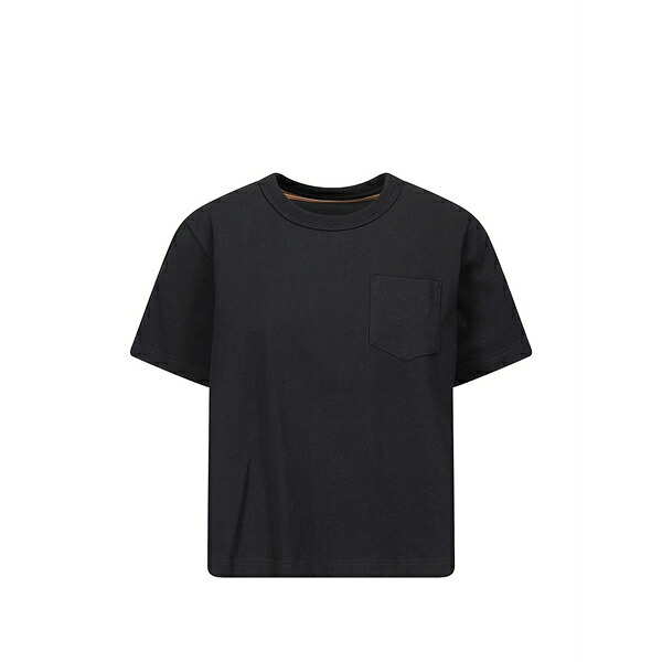 サカイ レディース Tシャツ トップス Pocket striped t-shirt Black|asty