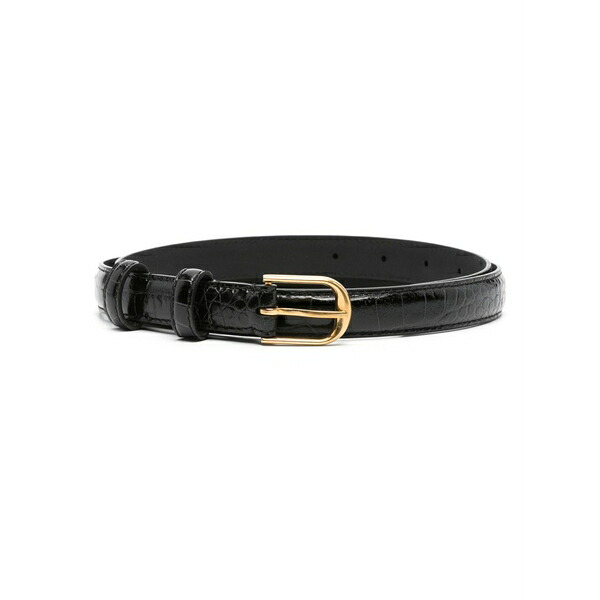 ニリロータン レディース 三尺帯 付属物 Crocodile-embossed leather belt Black