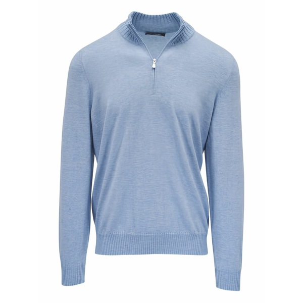 グランサッソ メンズ 編み物\u0026ティーシャツ アウター Zip-up sweater Blue