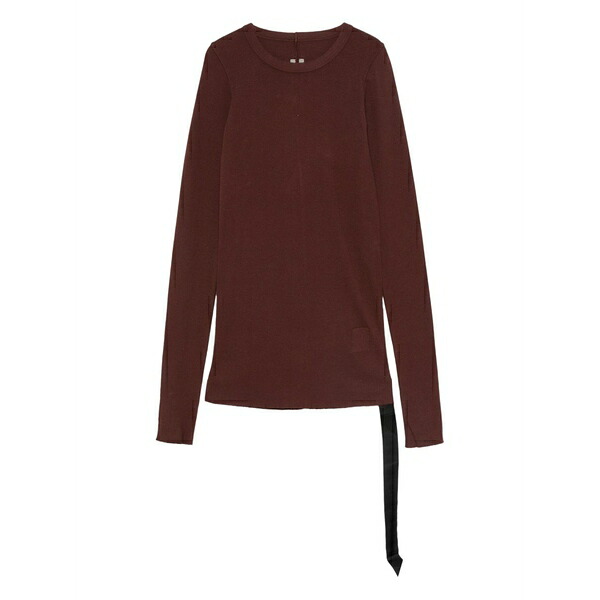 リックオウエンス レディース Tシャツ トップス Raw-cut ribbon-detail t-shirt Brown｜asty