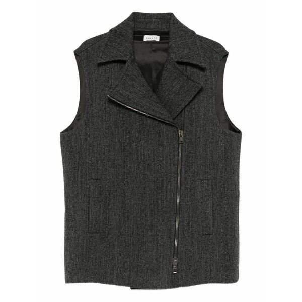 パロッシュ レディース 厚地の外套 アウター Asymetric zip gilet Grey
