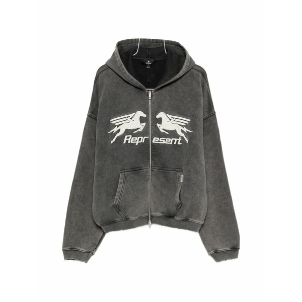 リプレゼント メンズ パーカー・スウェットシャツ アウター Pegasus zip-fastening hoodie Grey｜asty