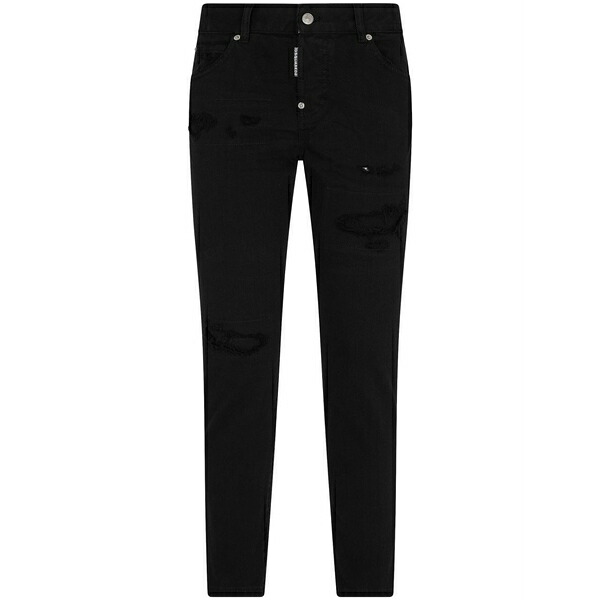 ディースクエアード レディース デニムパンツ ボトムス Black bull slim-cut distressed jeans Black|asty