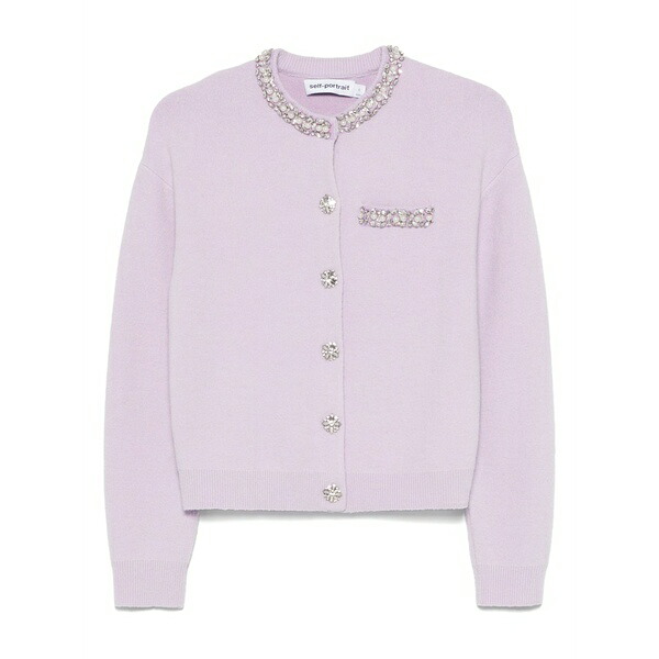 セルフ・ポートレイト レディース ジレー アウター Crystal-embellished cardigan Purple