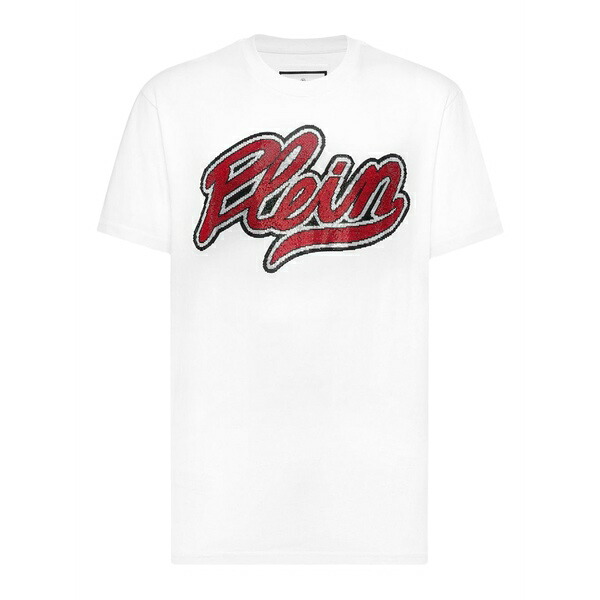 フィリップ飾り気の無い メンズ ティーシャツ トップス Strass signature t-shirt White メンズファッション-Tシャツ・カットソー-トップス