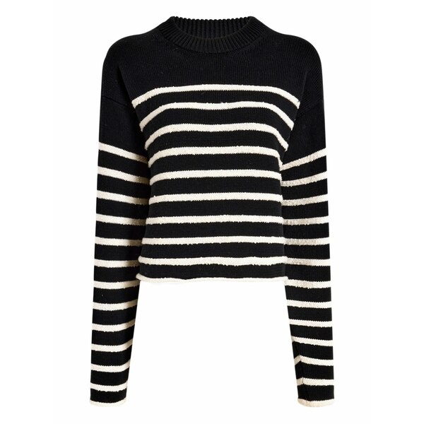 プロエンザ スクーラー 白いこと 付け札 レディース プルオーバー トップス Striped cropped sweater Black