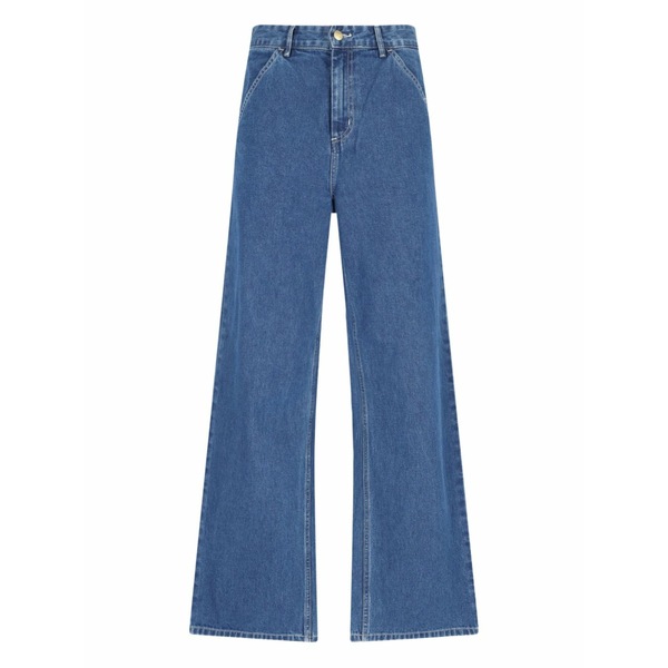 鉄道車両ハート型 レディース ジーンズズボン下 ボトムス Logo-patch jeans  Blue