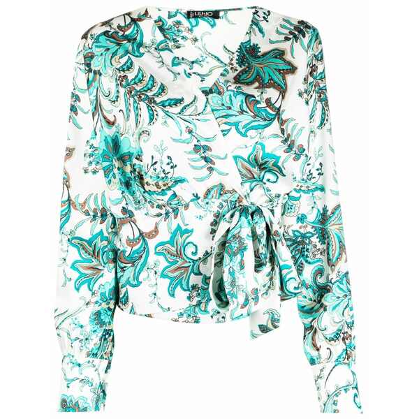 リュージョー レディース シャツ トップス Paisley-print wrap blouse Green｜asty
