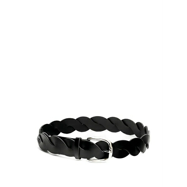 イザ呼びりん マラン レディース 三尺帯 添え物 Zigza braided-leather belt Black