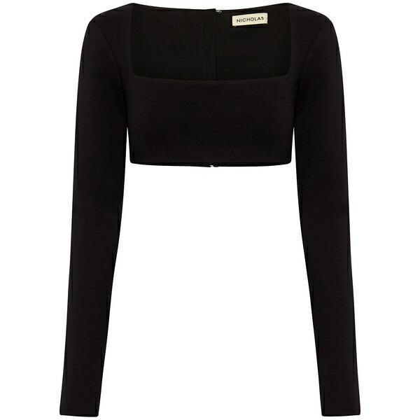 ニコラスカークウッド レディース カットソー トップス Garima cropped long-sleeve top Black｜asty
