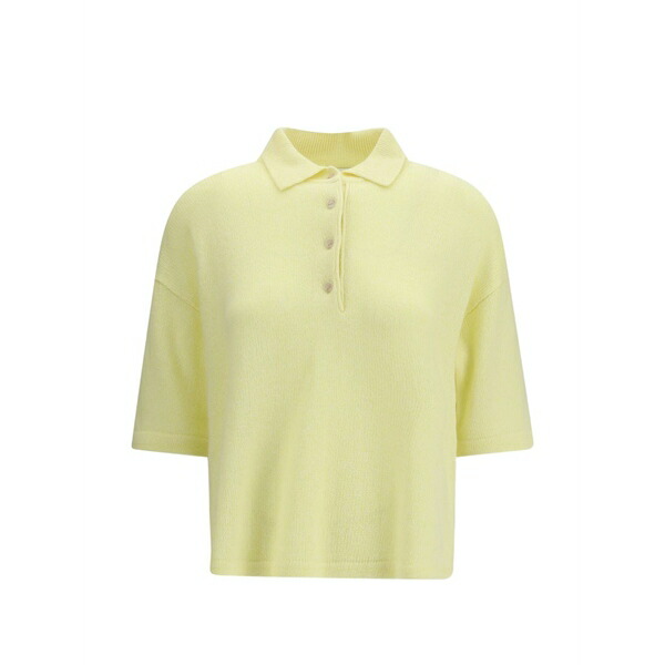 アリュード レディース スポーツシャツ トップス Button short-sleeve knitwear Yellow