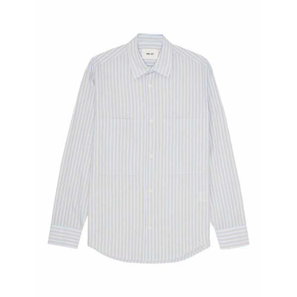 エヌエヌ77 メンズ プルオーバー トップス A light, smooth shirt インチ cotton, woven インチ a yarn dyed stripe. Blue