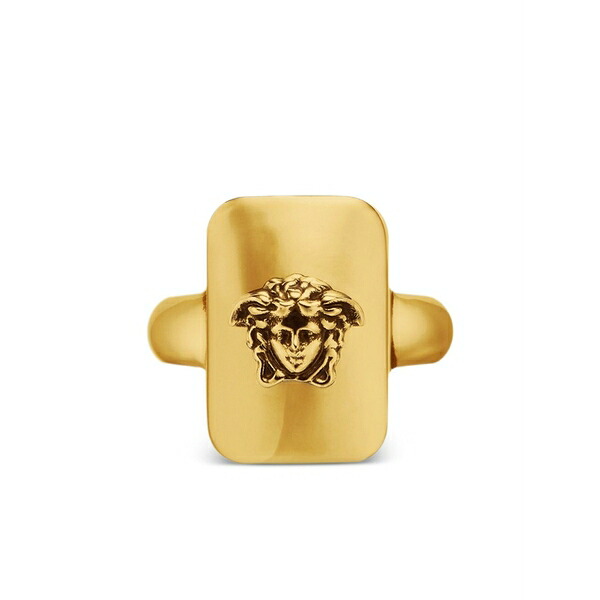 ヴェルサーチ メンズ リング アクセサリー Medusa-head rectangular ring Gold｜asty