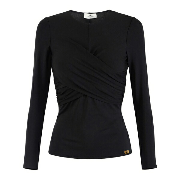 エリザベスフランキ レディース プルオーバー トップス Draped crepe top  Black