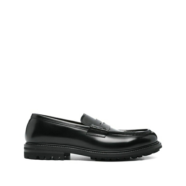 ヘンダーソン・ブラッコ メンズ スリッポン・ローファー シューズ Penny-strap leather loafers Black｜asty