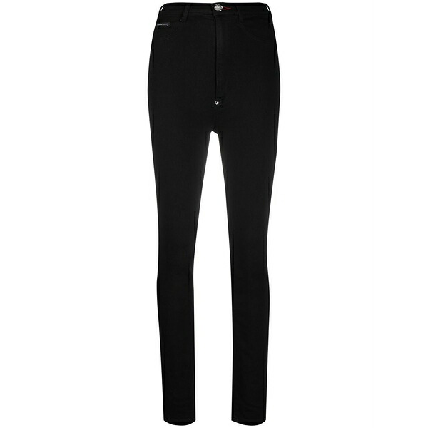 フィリッププレイン レディース レギンス ボトムス Super high-waisted denim jeggings Black|asty