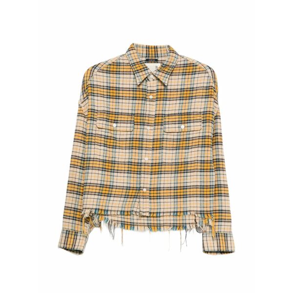 アールサーティーン レディース シャツ トップス Plaid frayed shirt Yellow｜asty