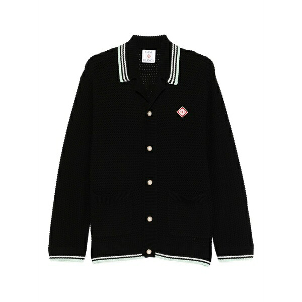 カサブランカ メンズ ジレー アウター Buttoned ribbed knit cardigan Black