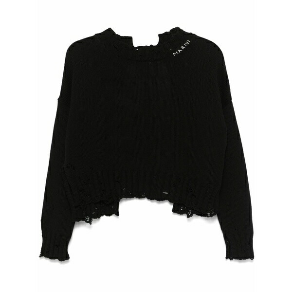 マルニ レディース 編み物\u0026スウェーター アウター Dishevelled cotton sweater Black