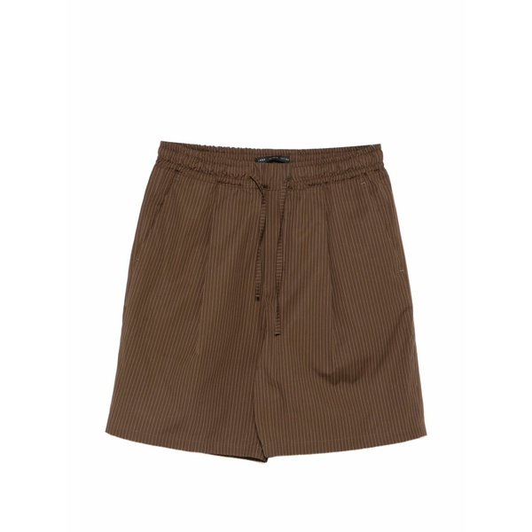 ロウブランド メンズ 心地好いズボン下 ボトムス Tokyo pinstriped pleated shorts Brown