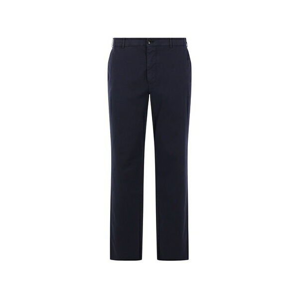 アグノラ メンズ 心地よいズボン下 ボトムス Buttoned straight-leg trousers Blue
