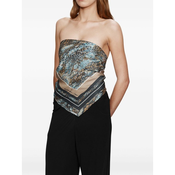 クリストファーエスバー レディース プルオーバー トップス Serpant silk scarf blouse Blue