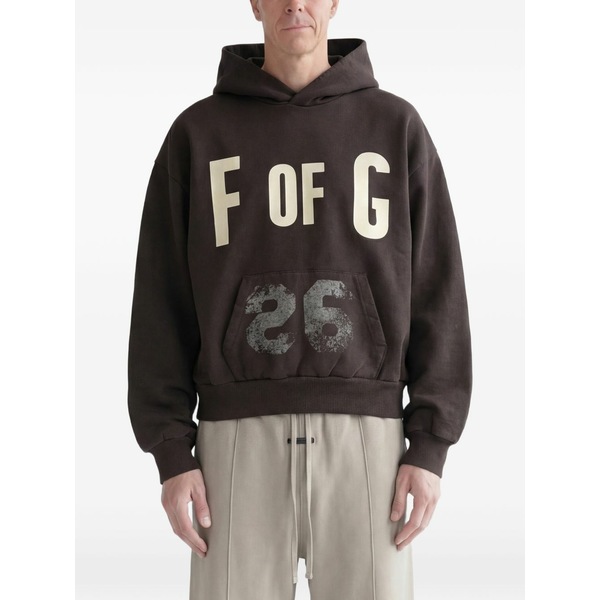 フィアオブゴッド メンズ パーカー・スウェットシャツ アウター F of g classic logo-print raglan-sleeve hoodie Brown