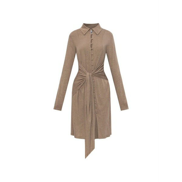 ガニー レディース 衣裳 トップス Tie-detail button-up mini dress Neutrals