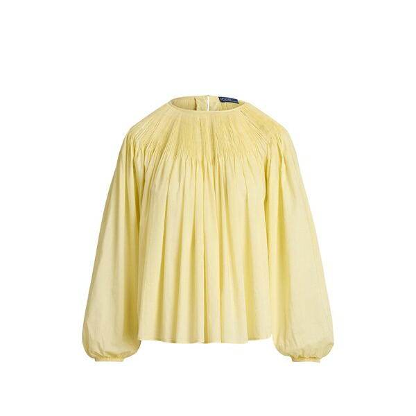 ラルフローレン レディース プルオーバー トップス Pleated long-sleeve blouse Yellow