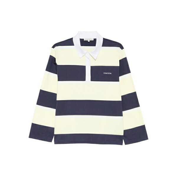 スティーヌ・ゴヤ レディース ポロシャツ トップス Striped polo top Blue|asty