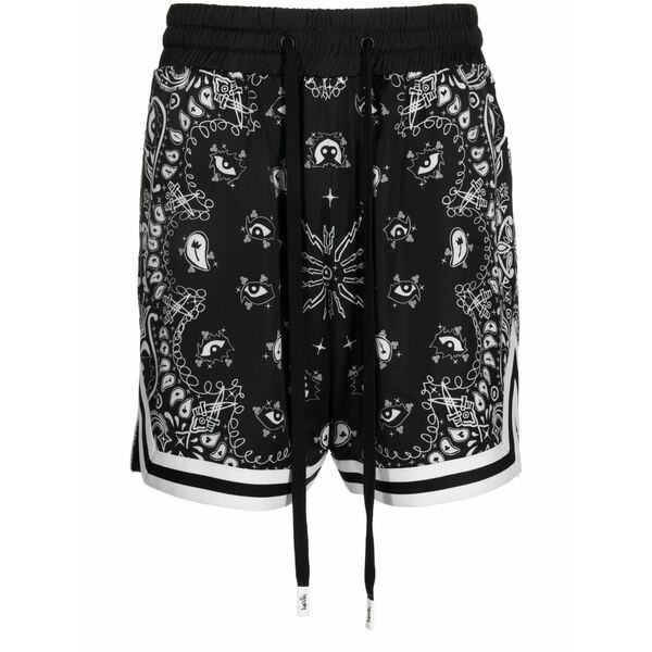 ハクーラ メンズ 心地よいズボン下 ボトムス Paisley-print basketball shorts Black