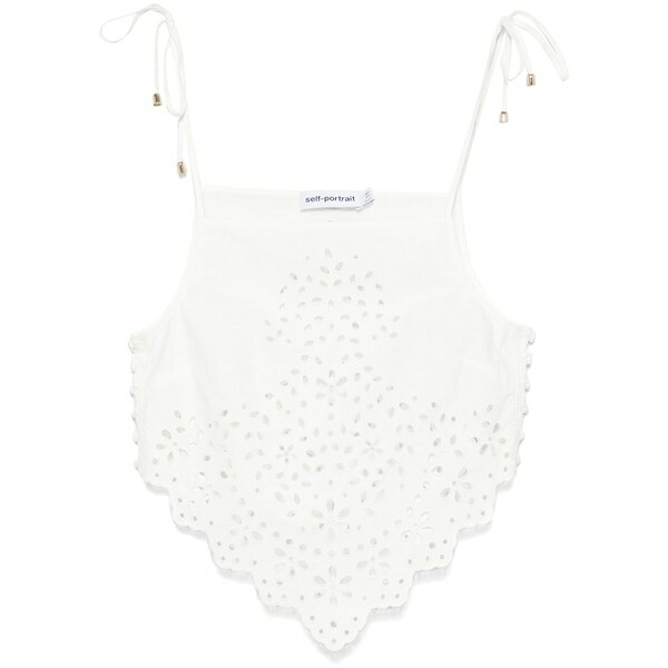 セルフ・ポートレイト レディース プルオーバー トップス Cotton embroidered top White