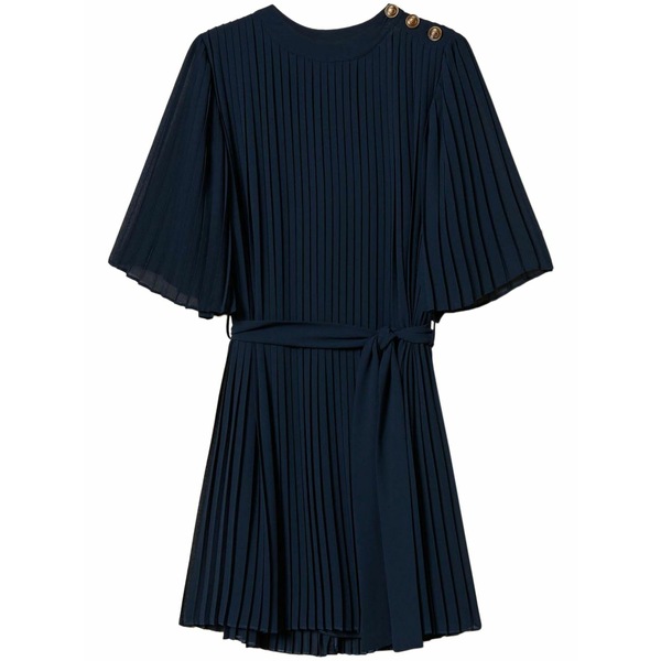 ツイン書き割り レディース 衣裳 トップス Pleated mini dress Blue