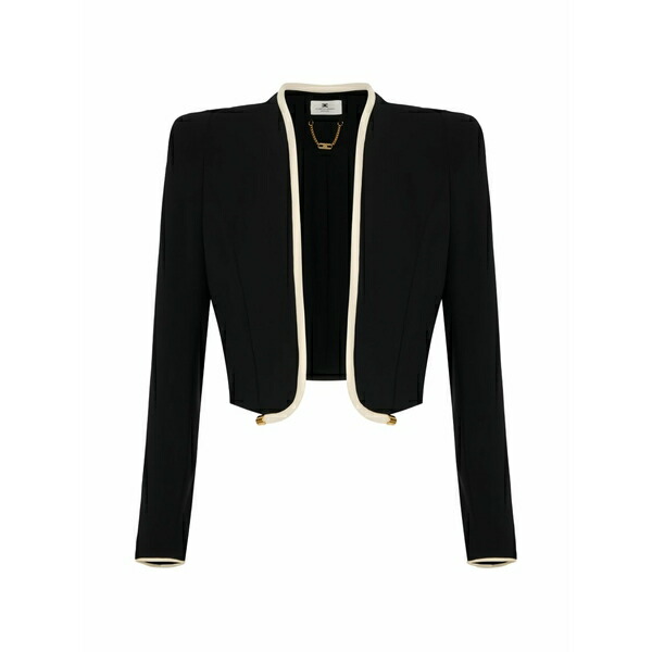 エリザベスフランキ レディース 上衣＆上衣 アウター 3d piping-detail jacket Black