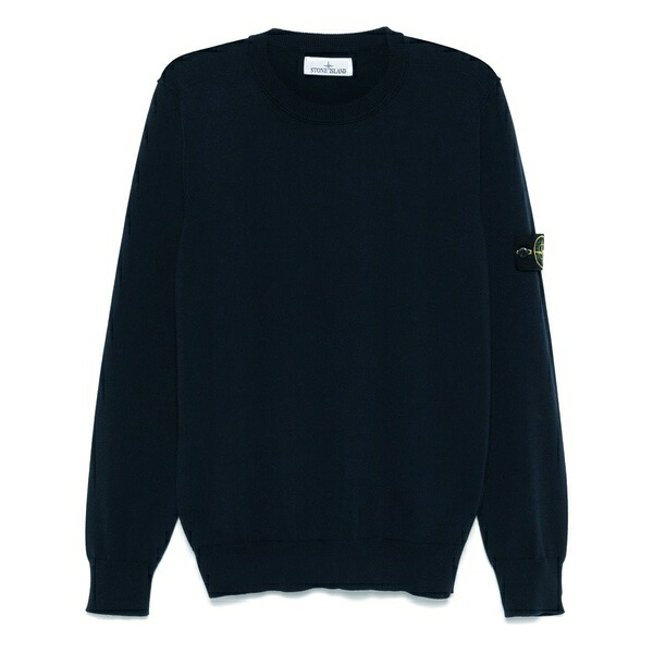 ストーンアイランド メンズ 編み物\u0026プルオーバー アウター Logo-patch crew-neck sweater Blue