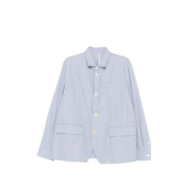 サカイ メンズ 上衣＆上衣 アウター Striped poplin shirt jacket Blue